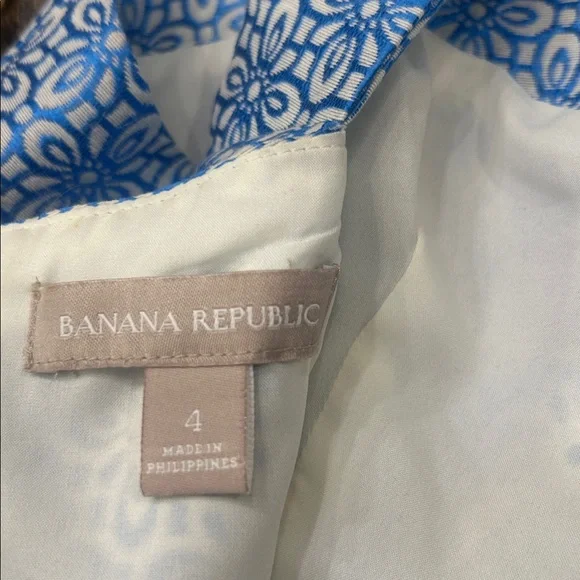 Banana Republic Atlantic Blue Floral Sleeveless Fit Flare Dress Size 4 - Picture 6 of 12